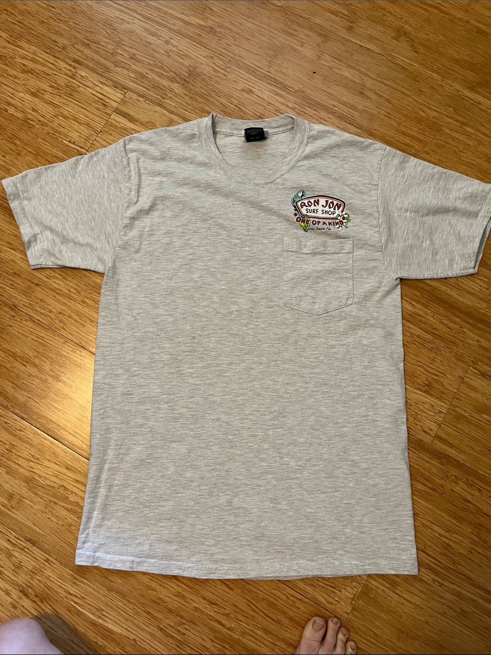 Ron Jon Light Gray Pocket Tee with Surf Logo
